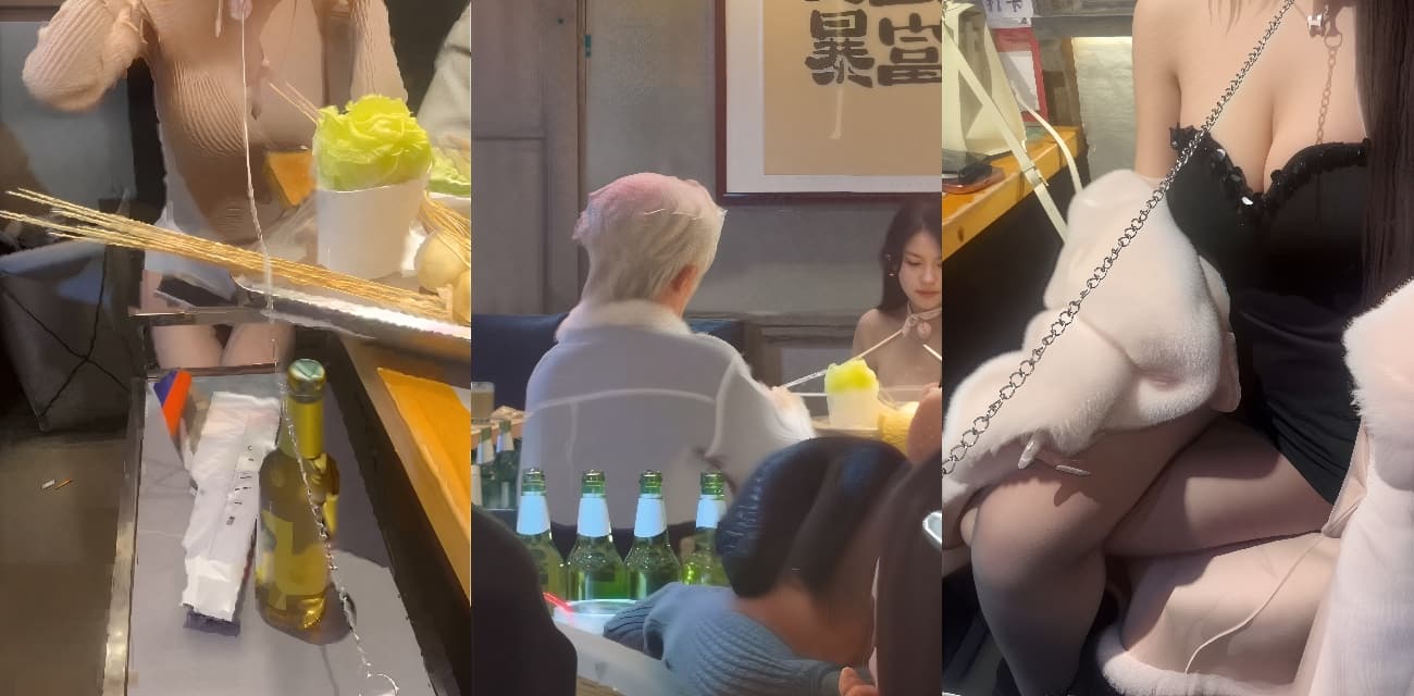 牛逼炸裂！某神秘富豪带两只顶级母狗外出吃饭戴狗链调教 完美身材极品颜值羡煞旁人！